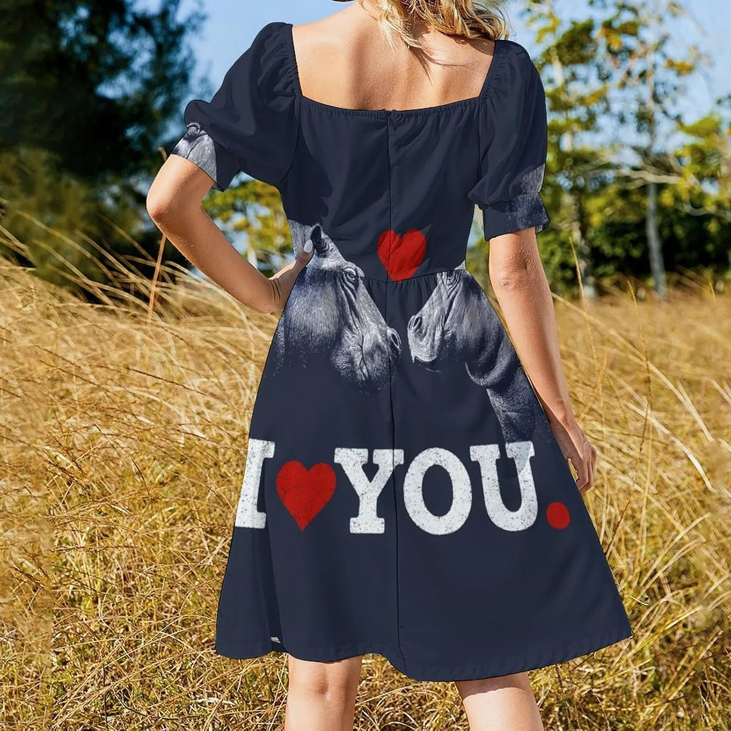 Женское летнее платье с пышными рукавами A-силуэта I Love You Hippo, Style — фото 3
