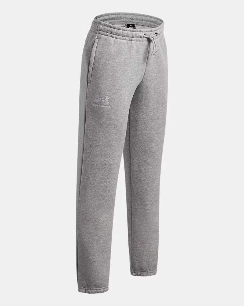 Джоггеры для мальчиков с начесом, длина по внутреннему шву 65 см, UA Icon Fleece UnderArmour, Mod Gray Light Heather/White — фото 3