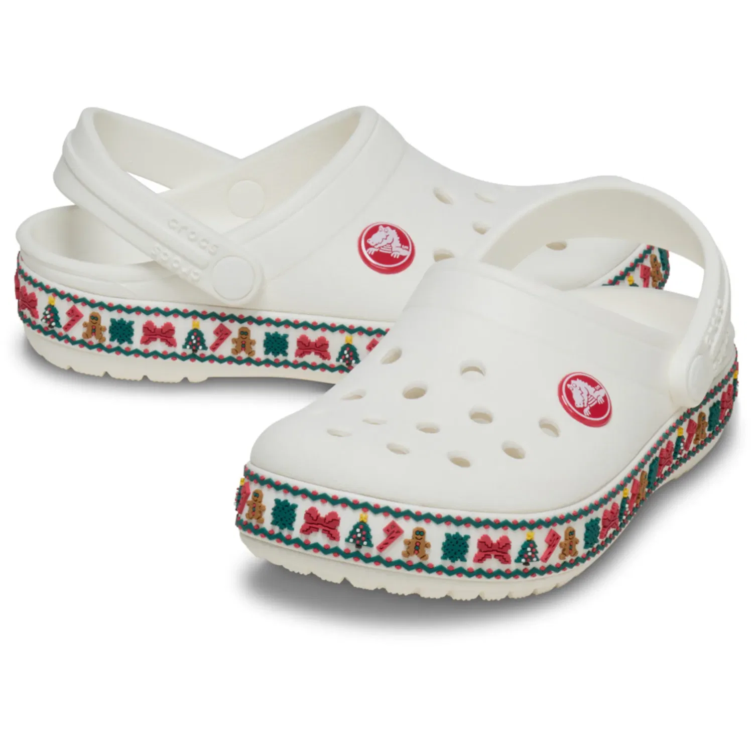 Детские сабо с рождественским принтом Crocs, White