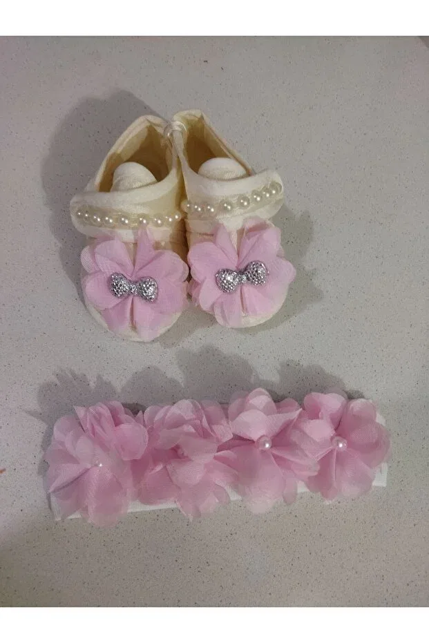 Детские пинетки для новорожденных с повязкой на голову, комплект Canbutik, Pink