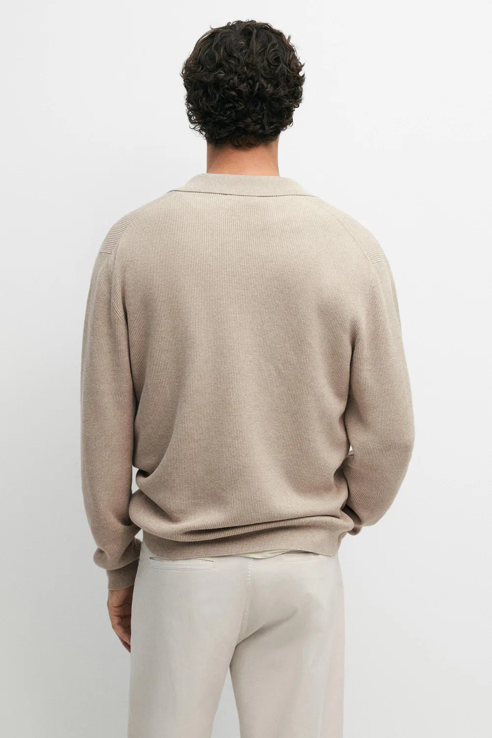 Кардиган 100% Cotton Knit Pocket, бежевый — фото 4