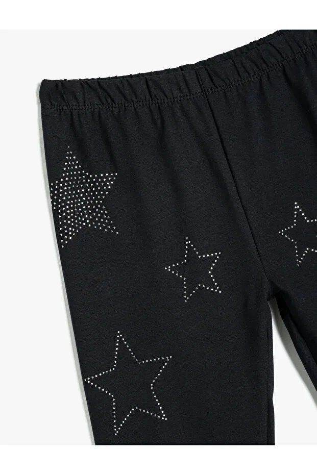 Детские леггинсы для девочек с принтом Star Printed Leggings Koton, Black — фото 3
