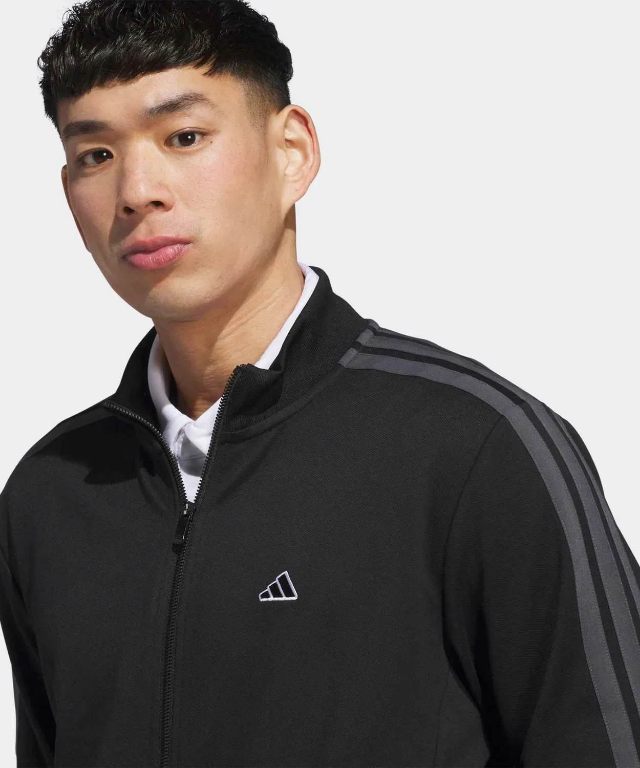 Мужская куртка-бомбер с принтом три полосы Adidas, Черный — фото 3