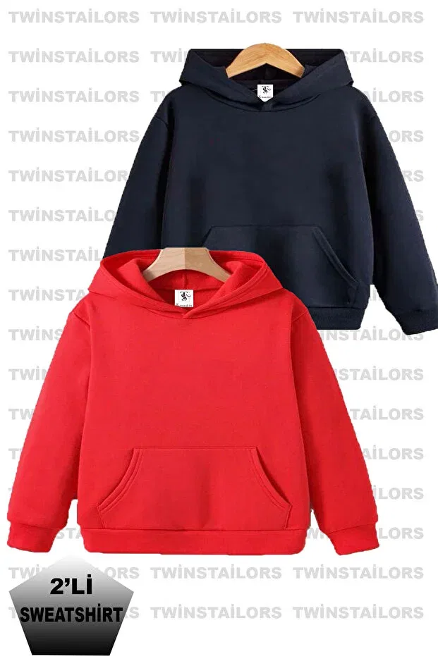 Детские свитшот для девочек с капюшоном 2-pack Twins Tailors, Red-Blue