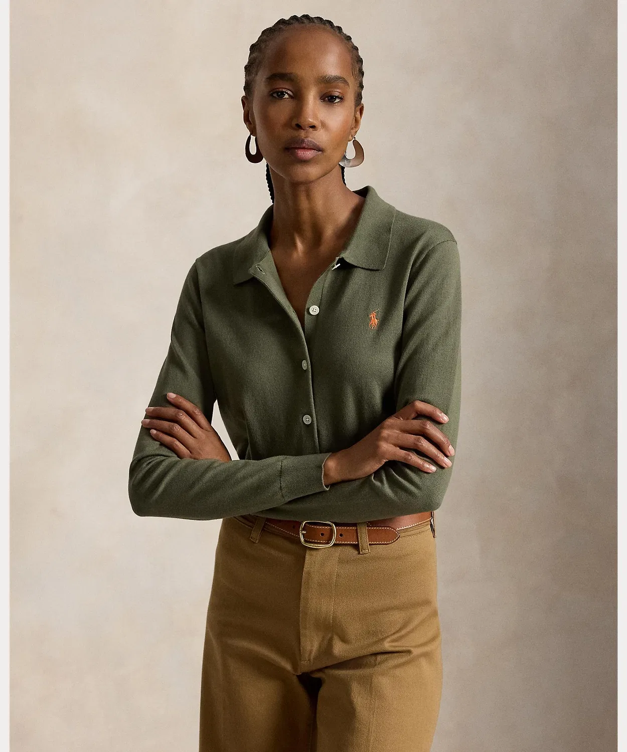 Женский кардиган с поло-воротником Polo Ralph Lauren, Green
