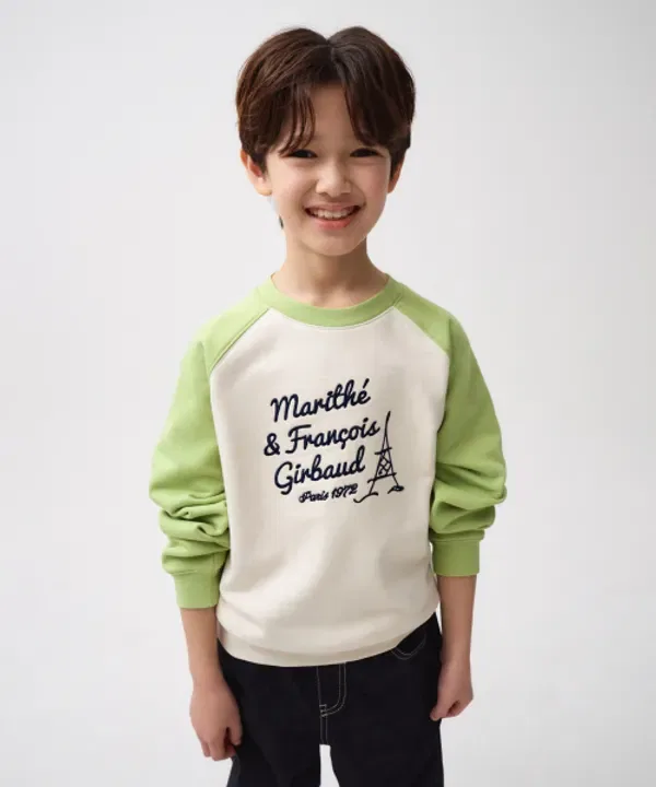 Детская толстовка raglan с цветными блоками, Marithé Kids, светло-зеленый