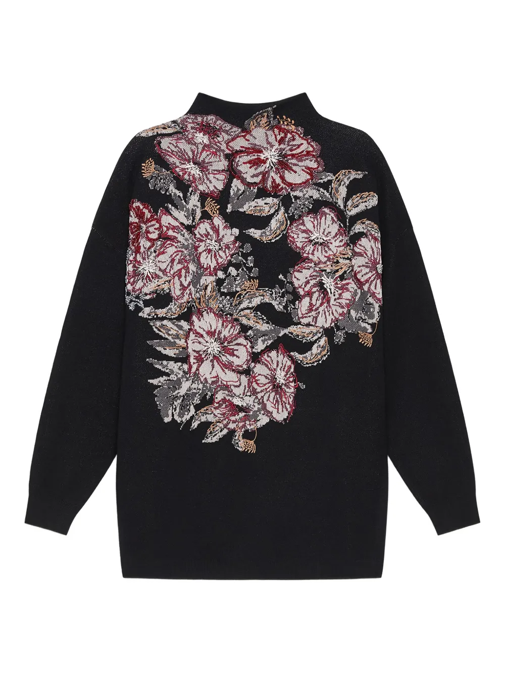 

Свитер с высоким воротником и цветочной вышивкой MALIPARMI, черный