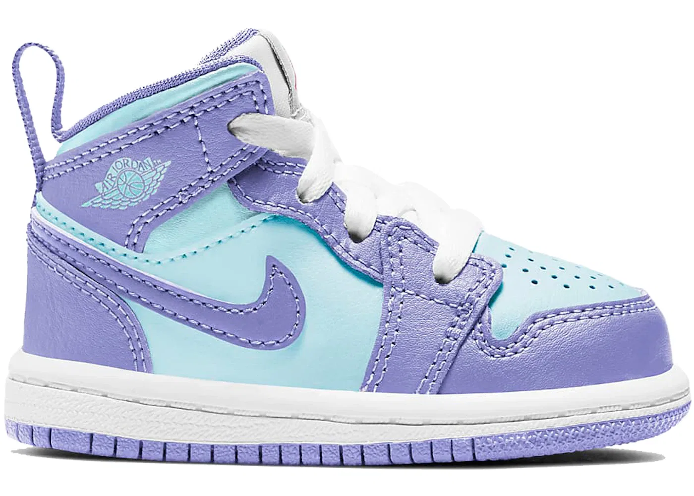 Детские кроссовки с принтом Jordan 1 Mid Purple Aqua (TD) Jordan, Purple Pulse/Arctic Punch
