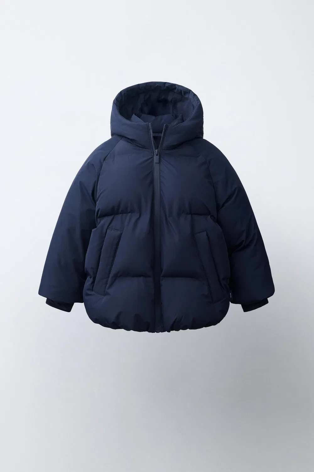 Водоотталкивающее стеганое пальто с капюшоном ZARA, Navy blue