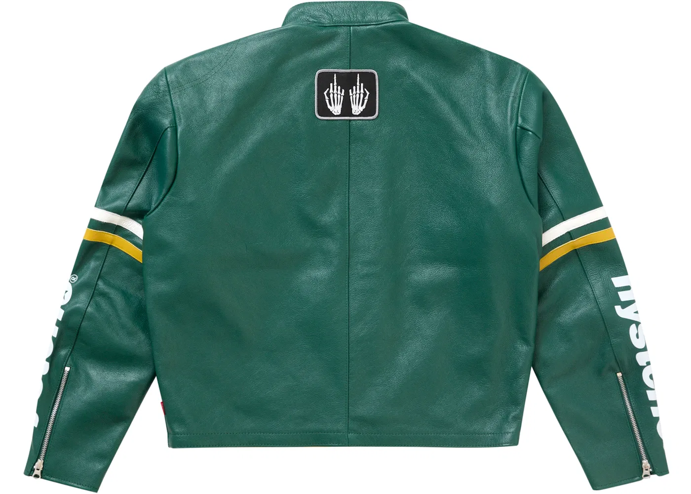 Мужская кожаная куртка с принтом Supreme Hysteric Glamour Vanson, Green — фото 3