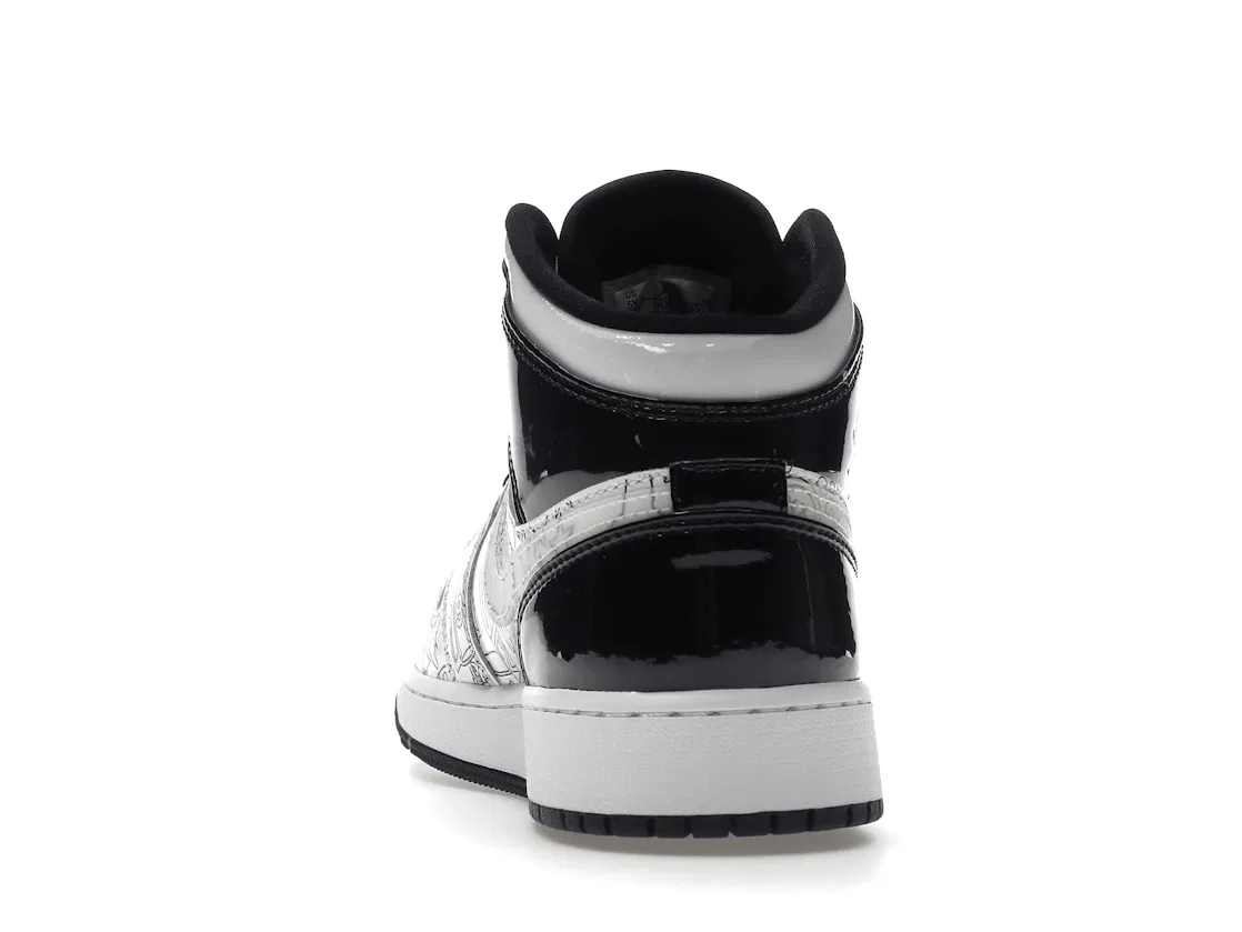 Детские кроссовки с принтом Jordan 1 Mid SE DIY Jordan, White/White-Black-Volt — фото 4