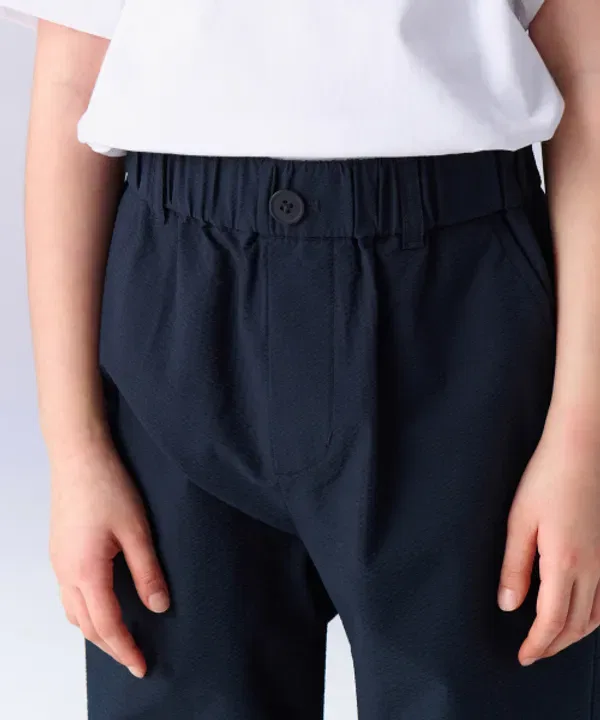 Широкие брюки из сирсакера на резинке, Musinsa Standard Kids, Navy — фото 4