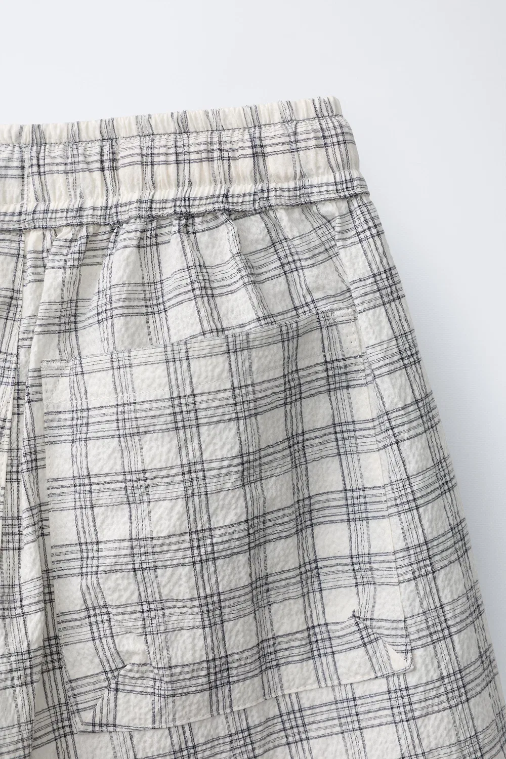 Шорты PUKAS SURF SEERSUCKER CHECK BERMUDA ZARA, Ecru/Black — фото 4