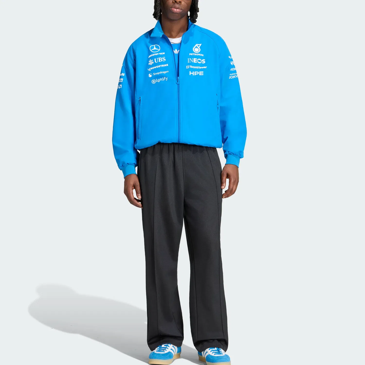 Куртка мужская с воротником-стойкой Adidas Originals, Bird Feather Blue/White — фото 4