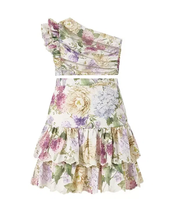 Детский топ для девочек с принтом Seraphina One Shoulder Cotton Top Marlo Kids, Floral — фото 4
