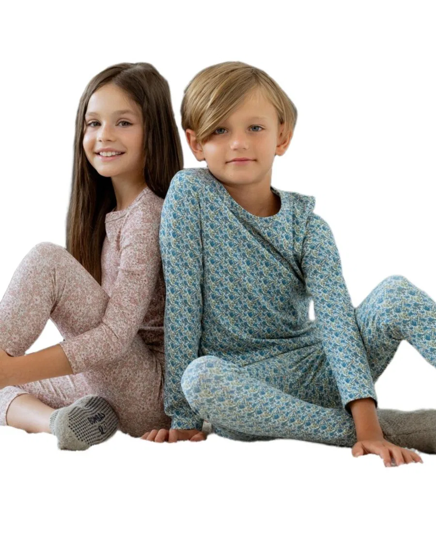 Комплект пижамы с цветочным принтом, с длинным рукавом NoggiWear, Blue Floral — фото 2
