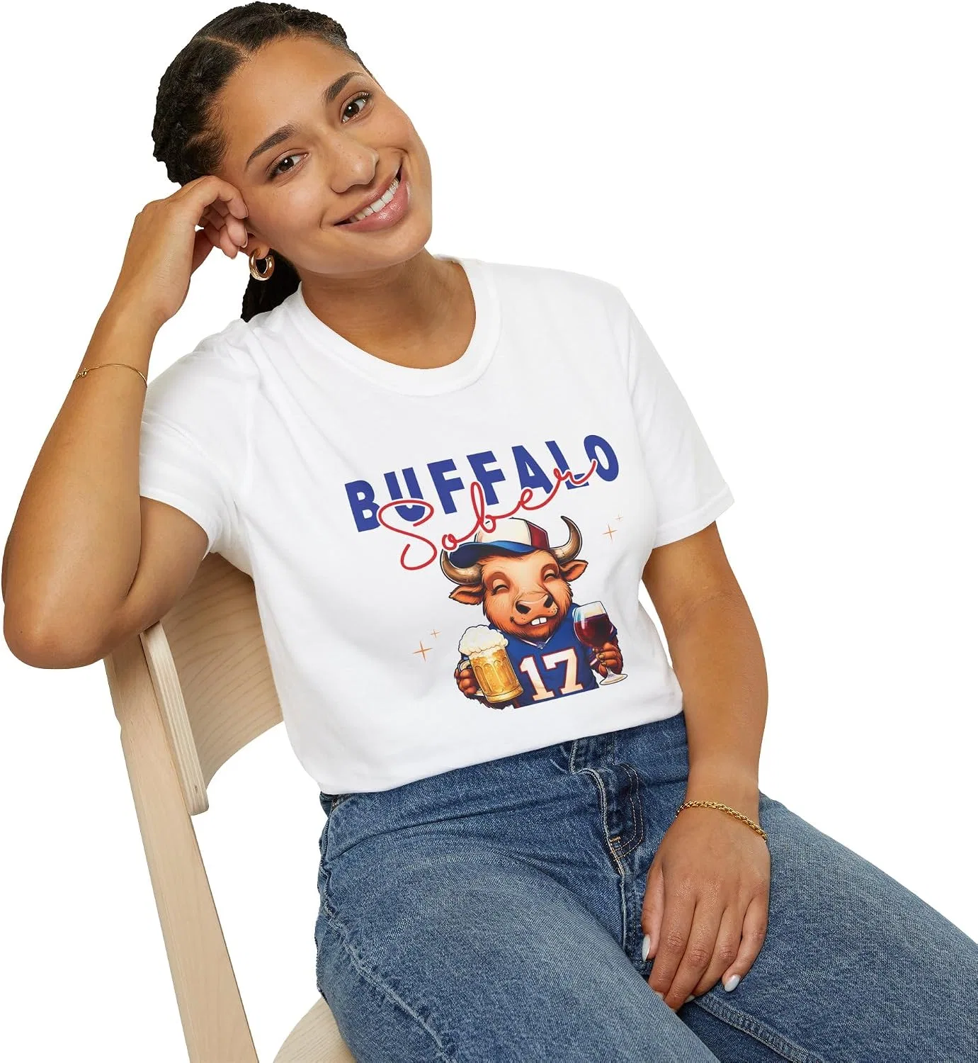 Мужская футболка с принтом Buffalo Sober Tee, белый — фото 4