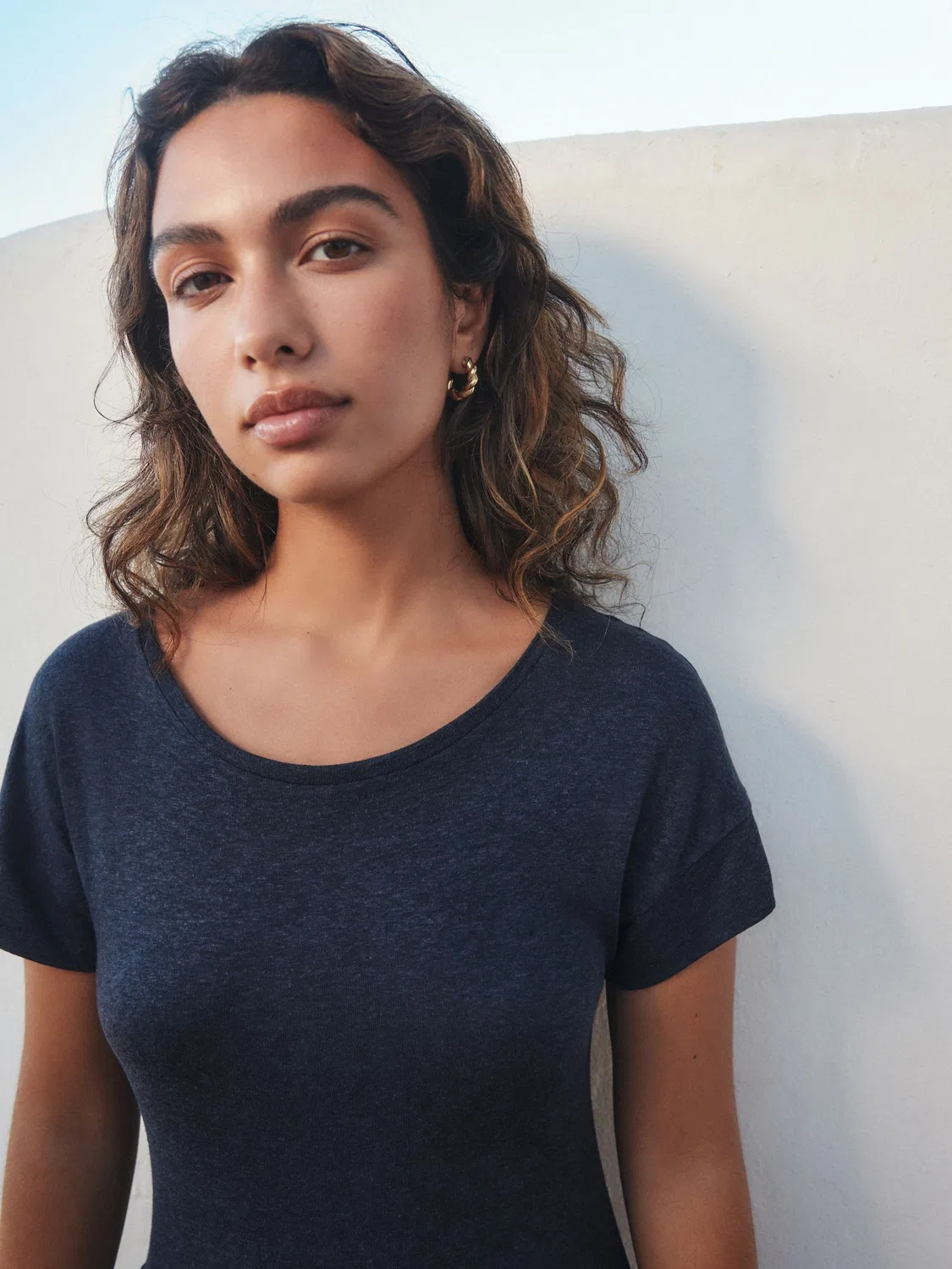 Платье-футболка из джерси с добавлением льна, Navy Blue Next — фото 4