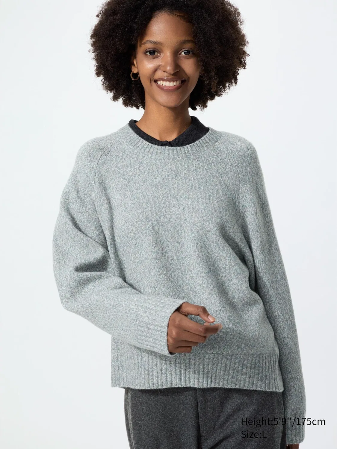 Свитер Uniqlo, базовый свитер, серый
