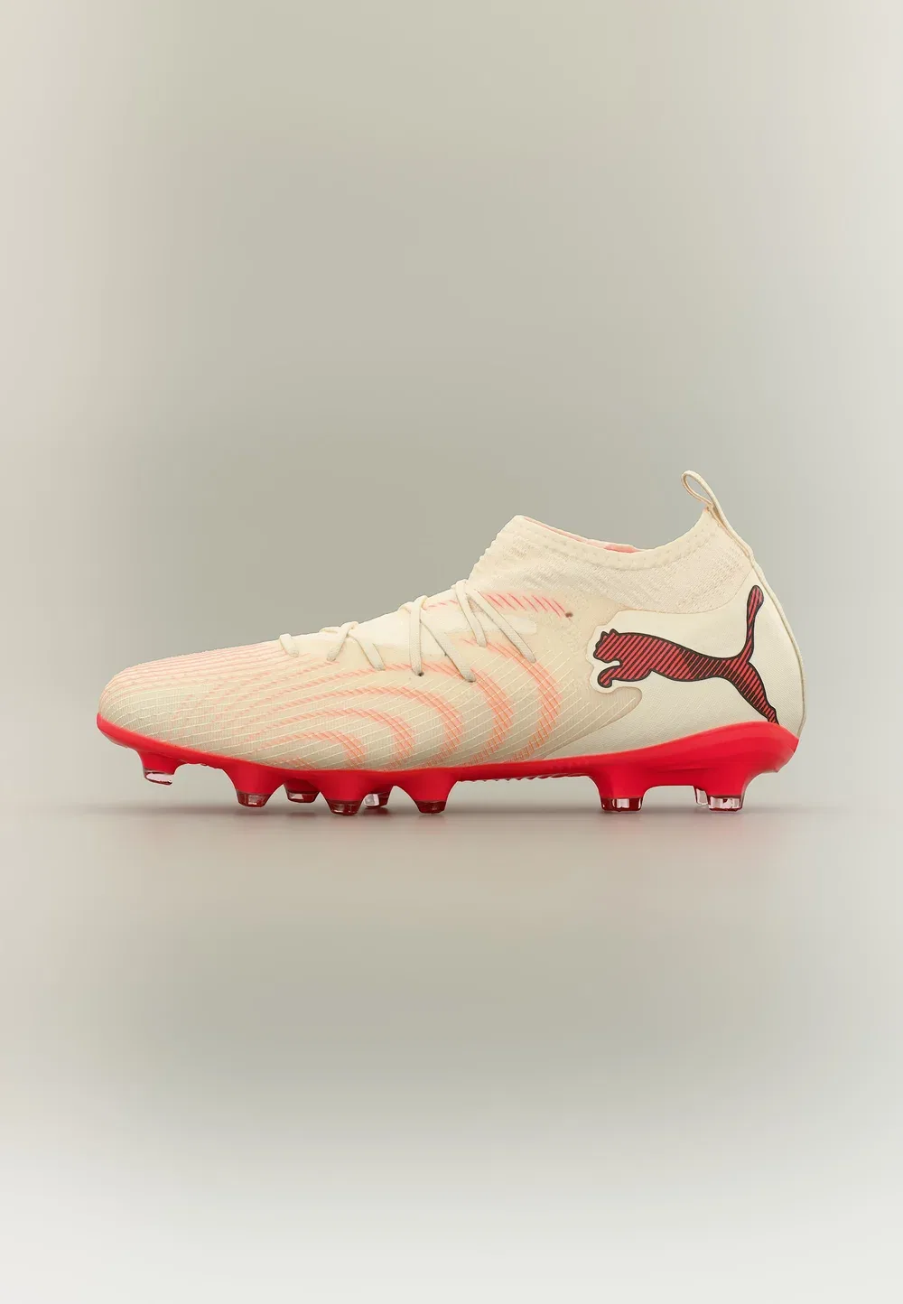 Футбольные бутсы Future 9 match fg/ag jr unisex для искусственных газонов Puma, Sugared Almond/White/Ultra Red/Black