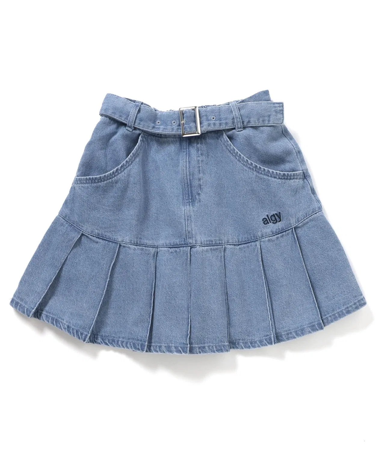Детская юбка-шорты с плиссировкой и поясом спереди, модель Front Belt Pleat Skirt, algy, Indigo Blue