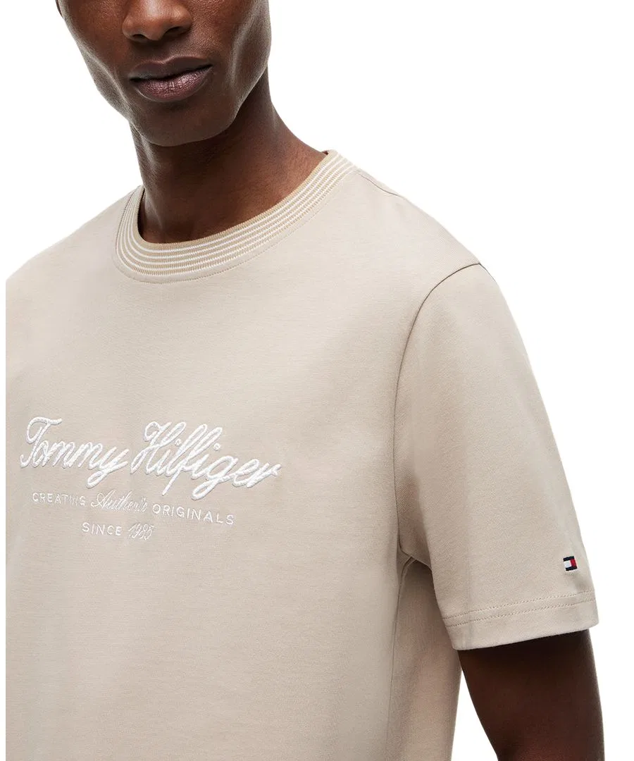 Футболка с контрастной отделкой воротника Tommy Hilfiger, Batique Khaki — фото 3