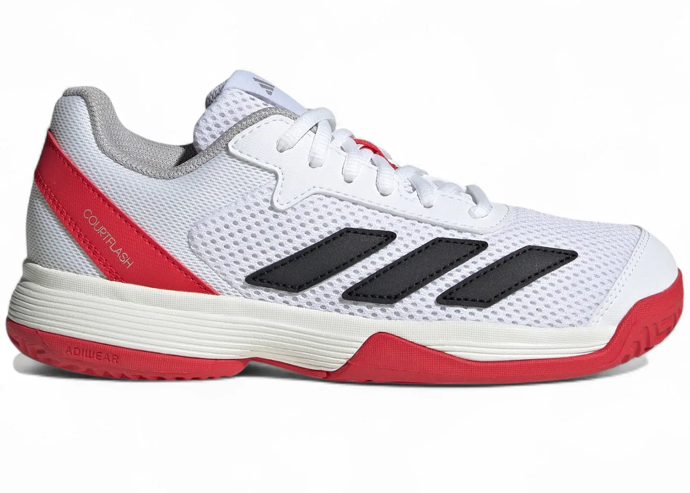 Детские кроссовки для мальчиков с шнуровкой Adidas Courtflash, Cloud White Core Black Lucid Red