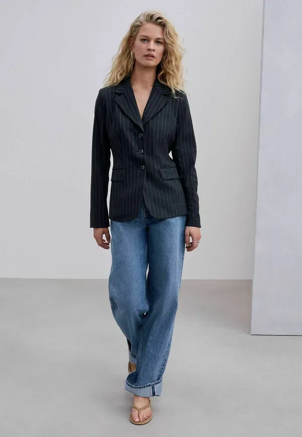Жакет с полосками Regular fit pinstripe sculpted single breasted blazer Next, темно-синий — фото 4