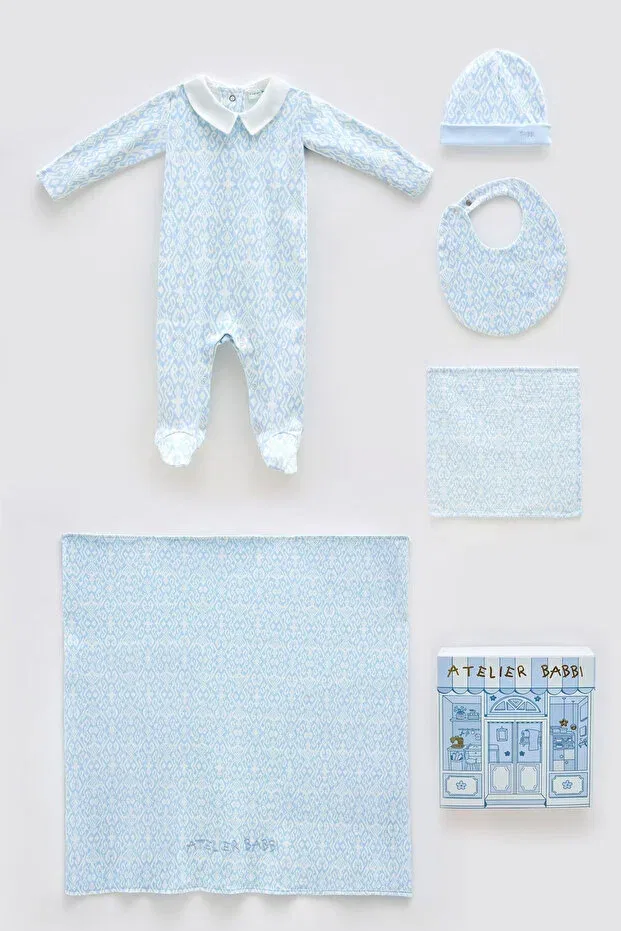 Детский комплект из 5 предметов с принтом Ikat Atelier Babbi, Blue