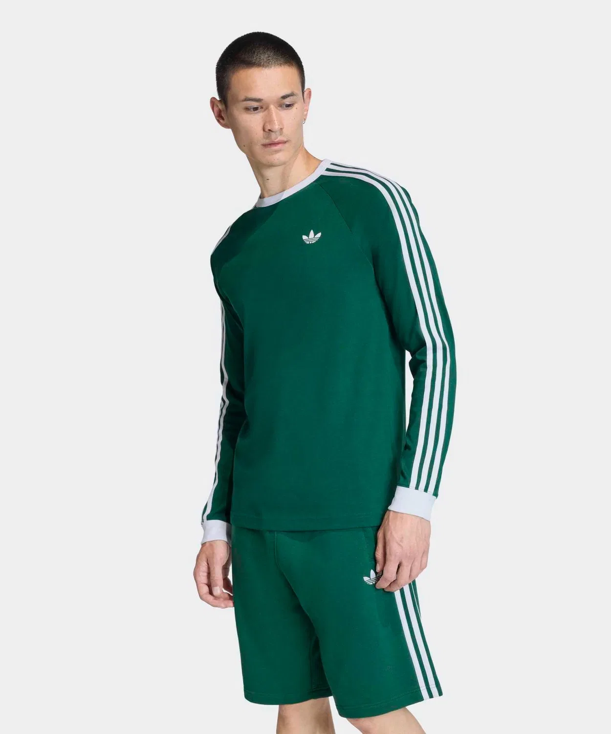 Мужская футболка с длинным рукавоми принтом Три полоски Adidas, Green — фото 3