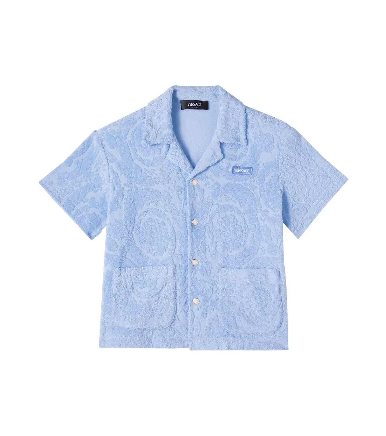 Футболка из махры смесового хлопка Versace Kids, синий