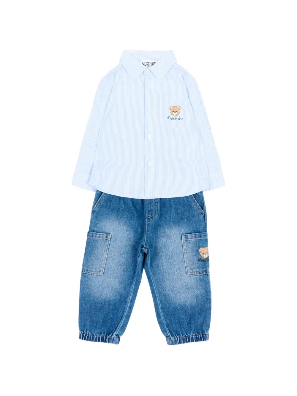 Комплект из брюк с изображением медвежонка Moschino Kids, синий