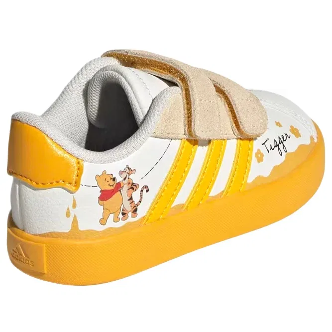 Детские кроссовки с липучкой VL Court Off White Crew Yellow Core Black Adidas, белый — фото 2