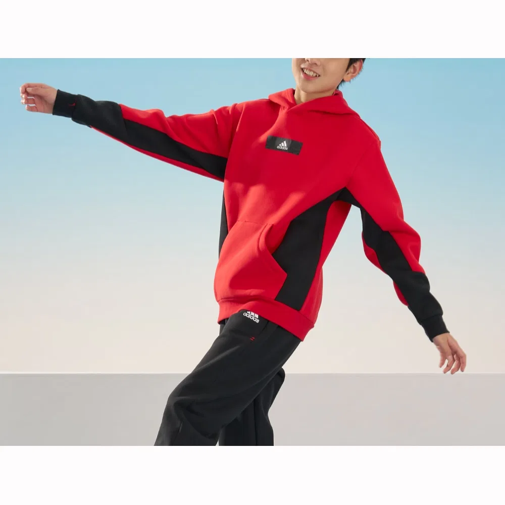 Детский спортивный комплект для мальчиков с худи и брюками Adidas, Scarlet/Black — фото 3