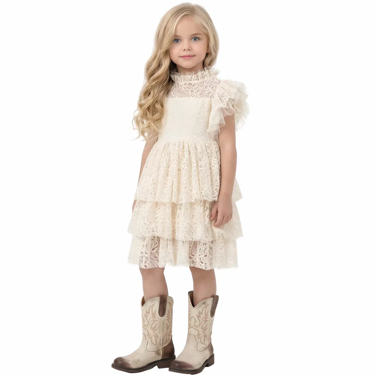 Детское платье для девочек с кружевом Iris Lace 2bunnies, Ivory