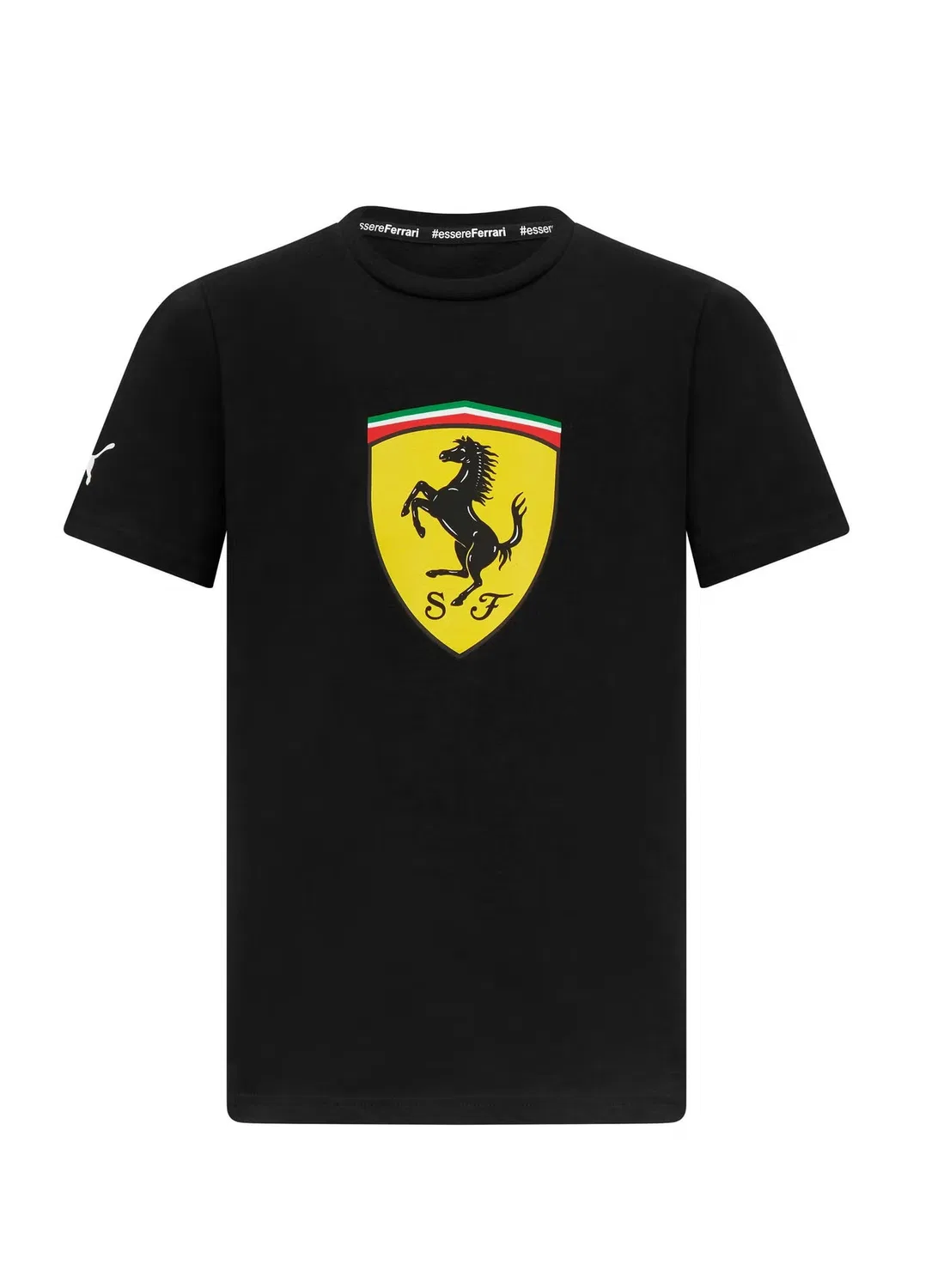 Футболка детская с принтом щита Scuderia Ferrari, черный — фото 2