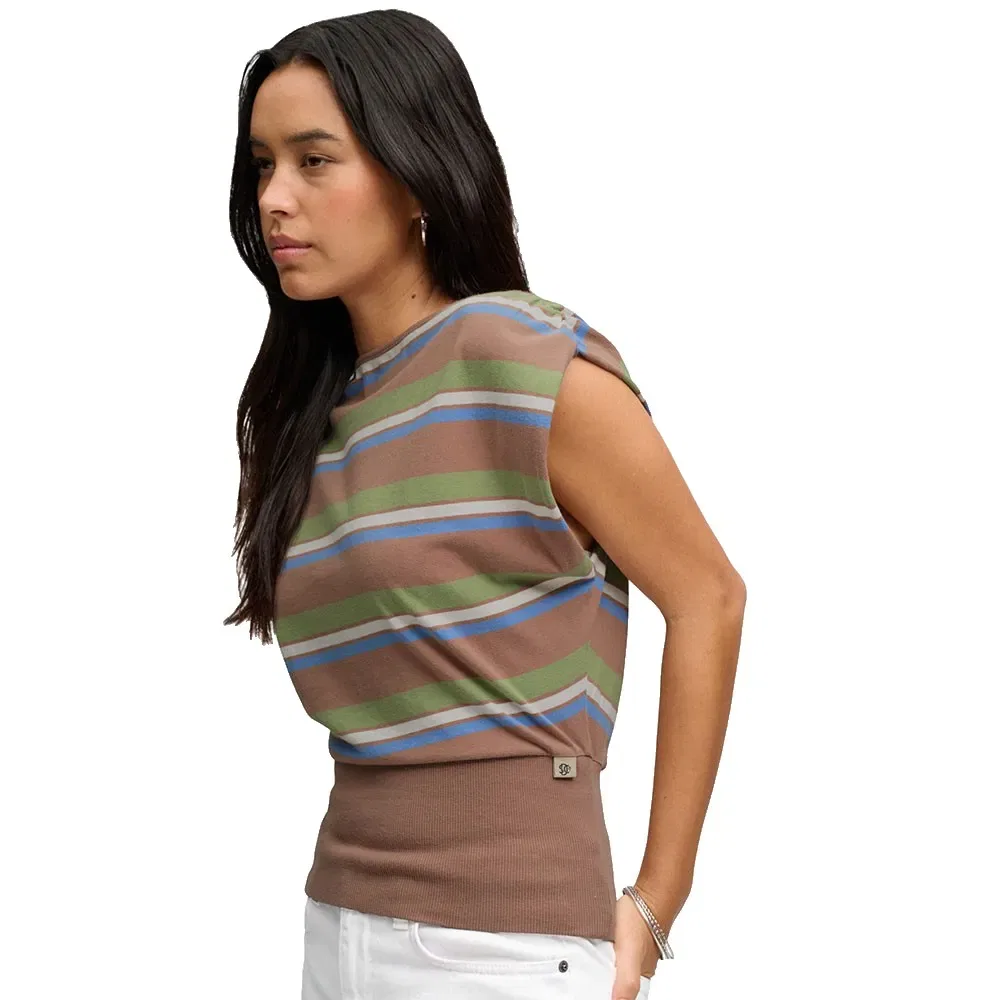 Женская футболка с рукавом-фонарик Deep Rib Stripe Bardot Superdry, Brown — фото 4