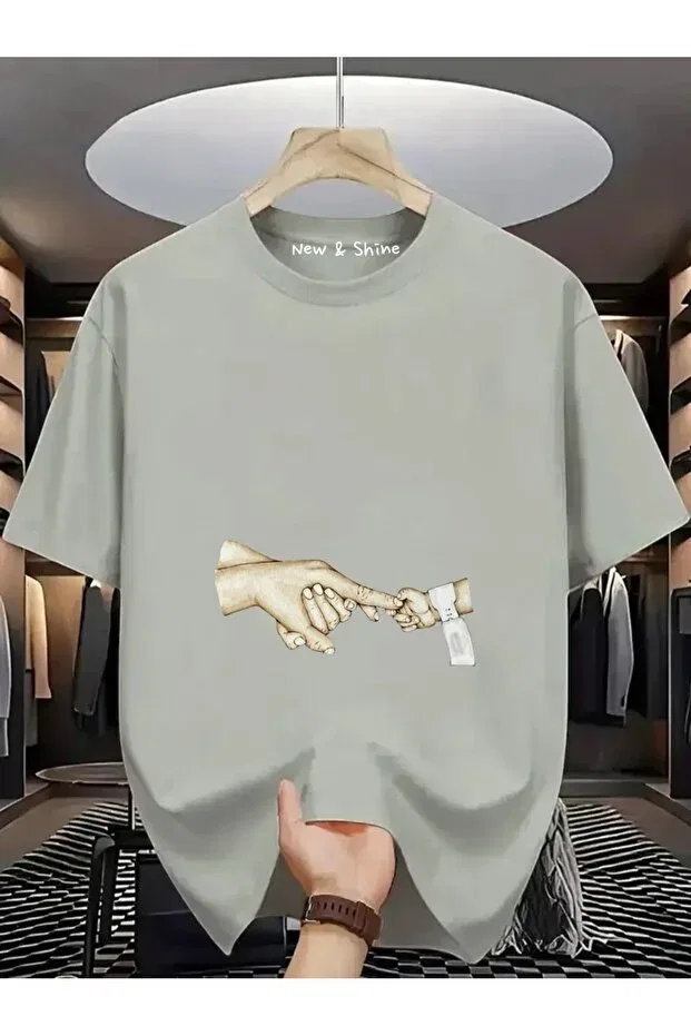 Детская футболка оверсайз с принтом Baby Family Handshake New Shine, Gray