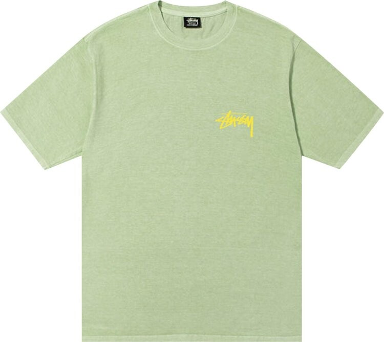 Футболка Stussy How We're Livin' Pigment Dyed Tee 'Sage', зеленый — фото 2