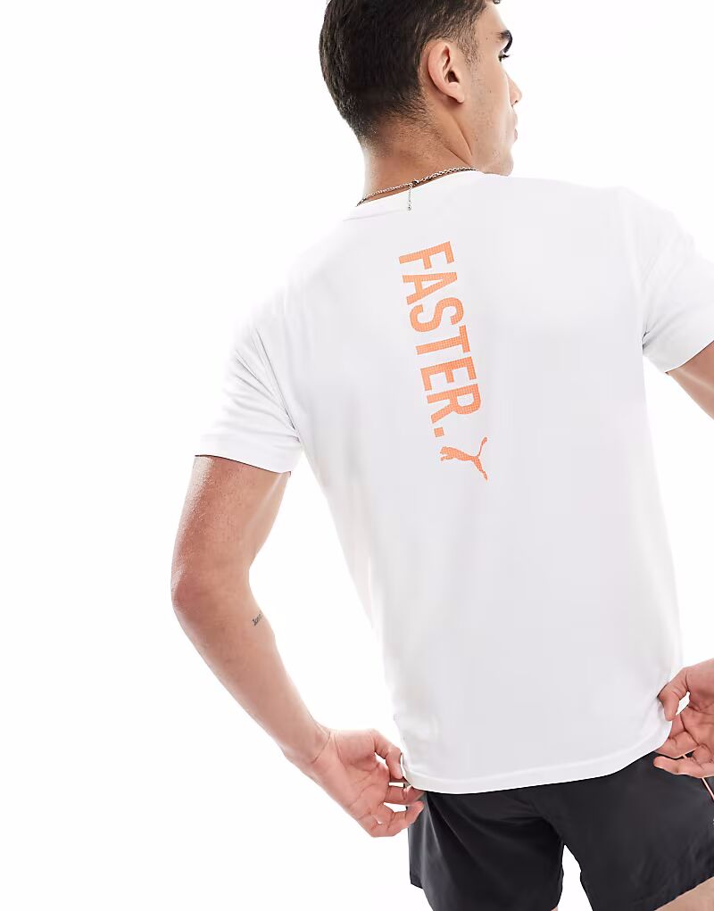 

Футболка с графическим принтом Puma «faster» белого цвета