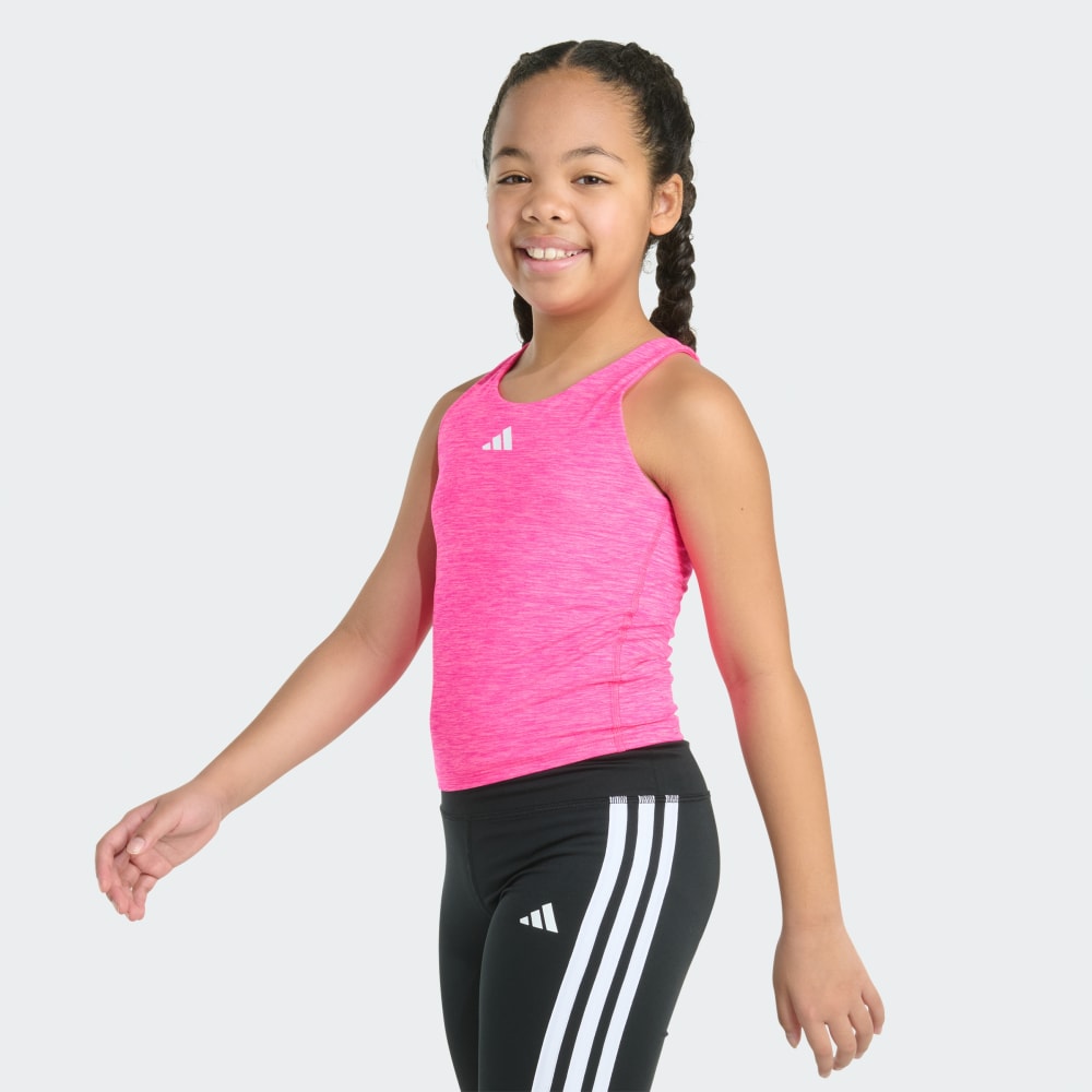 Спортивный топ Adidas Sleeveless Mélange Training Tank, цвет Shock Pink Mel — фото 3