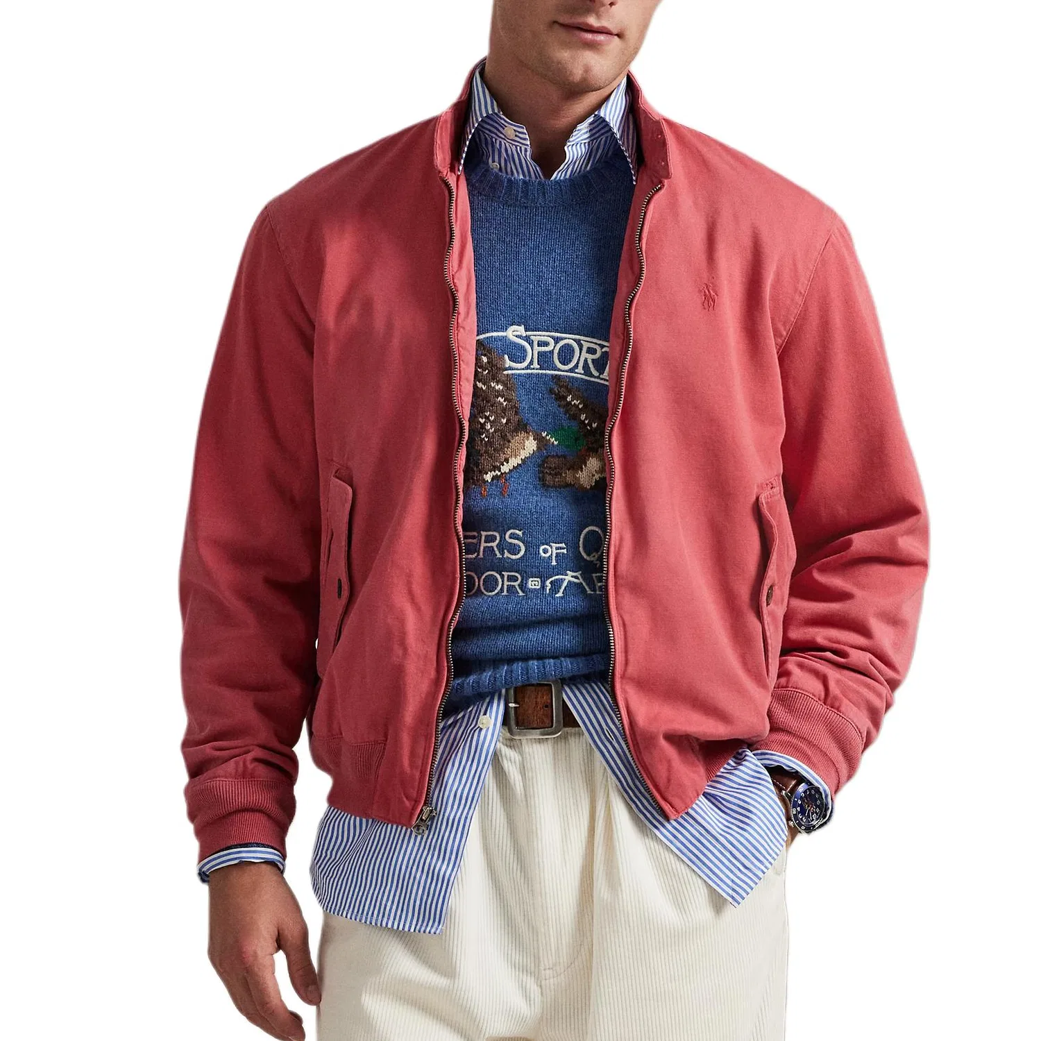 Мужская куртка на пуговицах из хлопка Polo Ralph Lauren, Red — фото 4