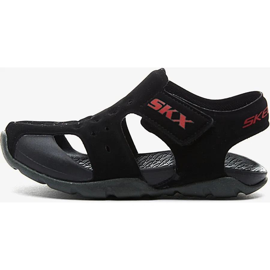 Сандалии с закрытым носком, без принта, модели Side Wave, Skechers, Черный