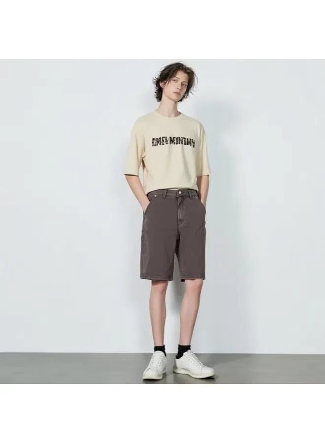 Шорты карго джинсовые с эффектом потертости Zara, коричневый — фото 2
