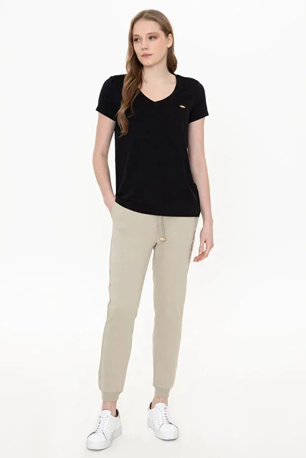 Женская футболка с V-образным вырезом U.S. Polo Assn., Black — фото 4