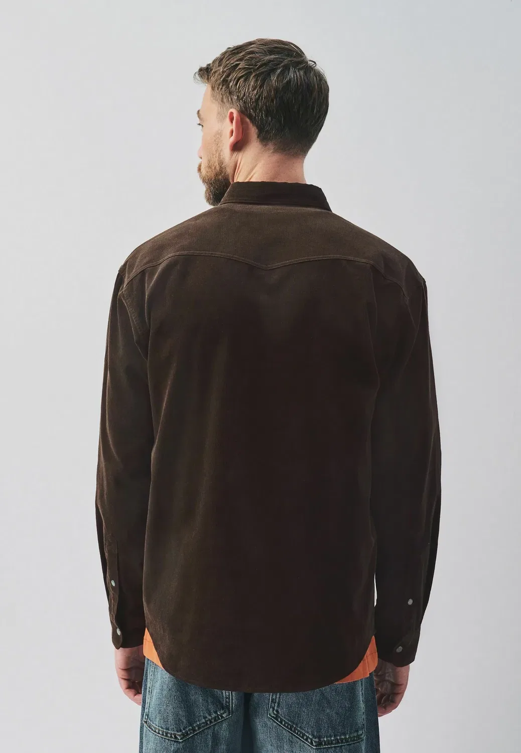 Рубашка с длинными рукавами в западном стиле из вельвета Next, Chocolate Brown — фото 3
