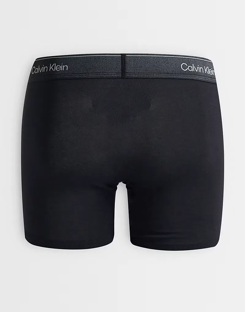Боксеры-брифы хлопковые стретч Icon 3 шт Calvin Klein, черный/бирюзовый/аква — фото 3