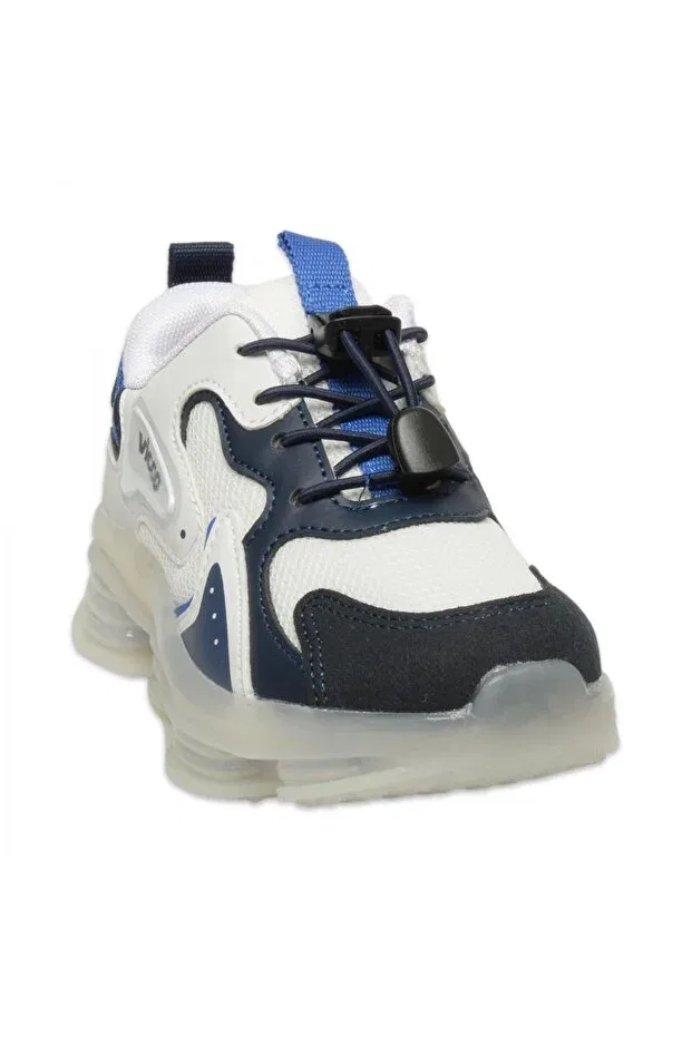 Детские кроссовки для девочек с геометрическим принтом mask booties phylon white kids sneakers Vicco, White/Navy Blue — фото 3