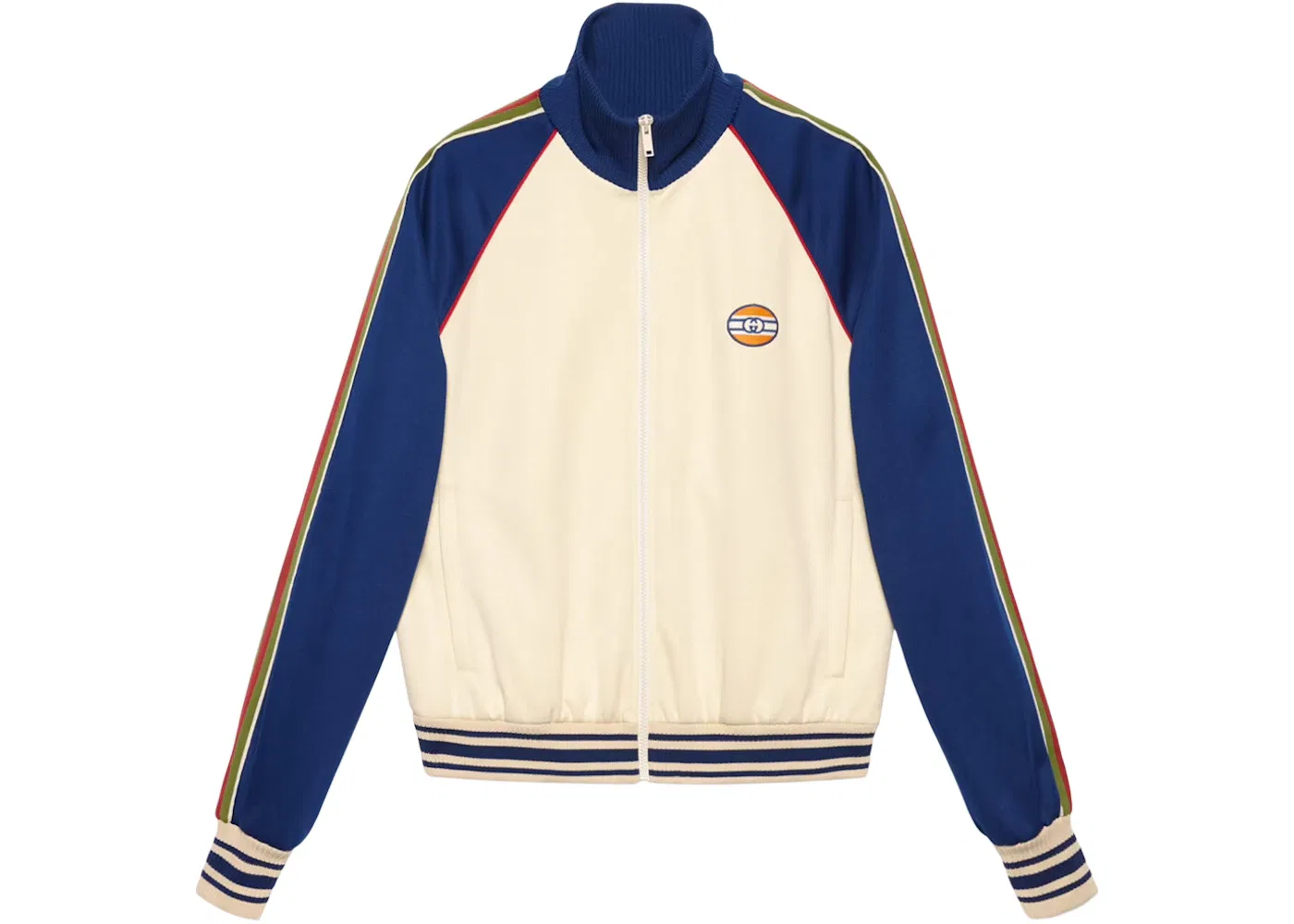 Мужская куртка с молнией Technical Jersey Jacket Gucci, Ivory/Blue