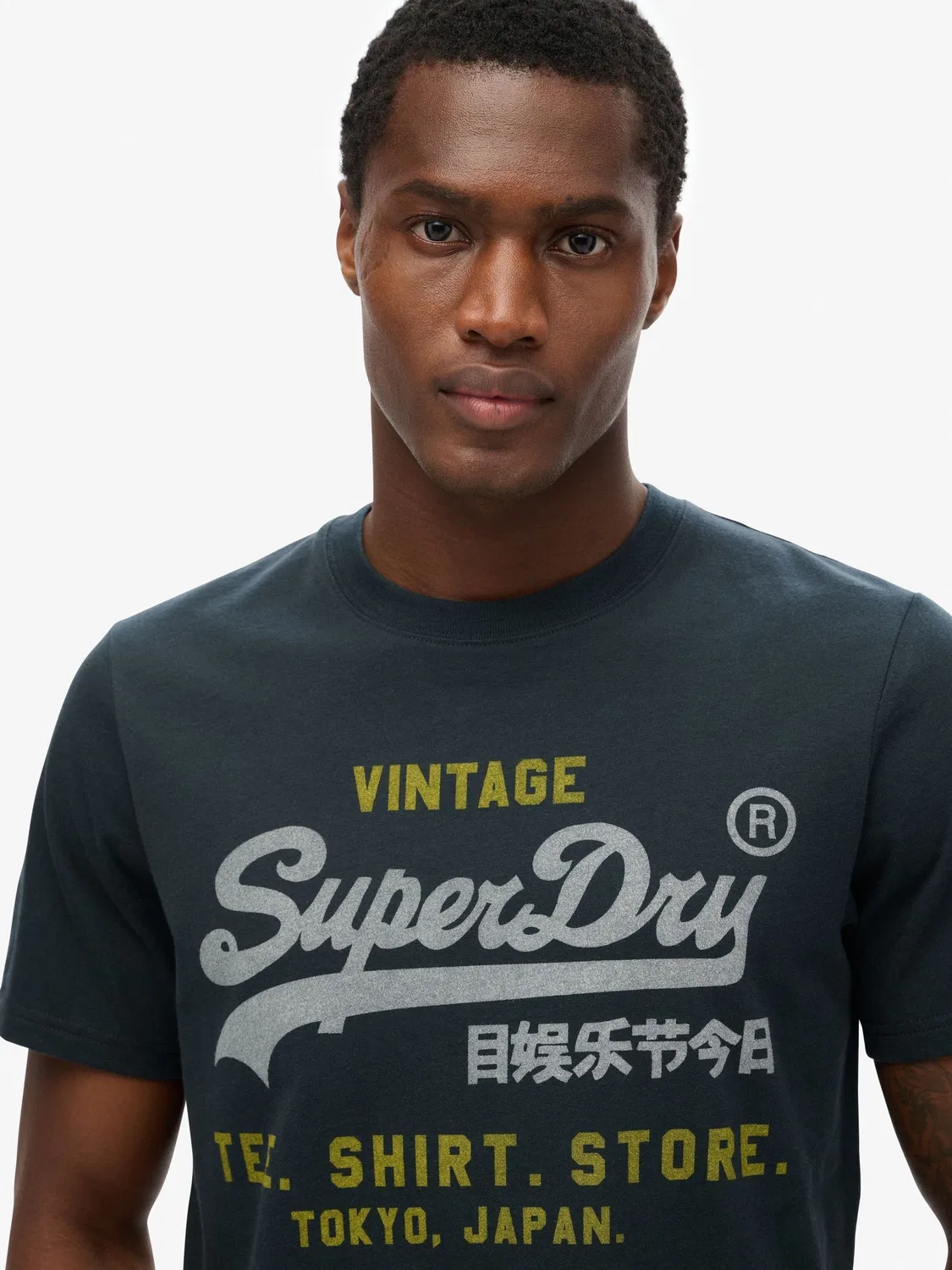 Футболка с вышивкой логотипа Superdry Vintage, синяя — фото 3